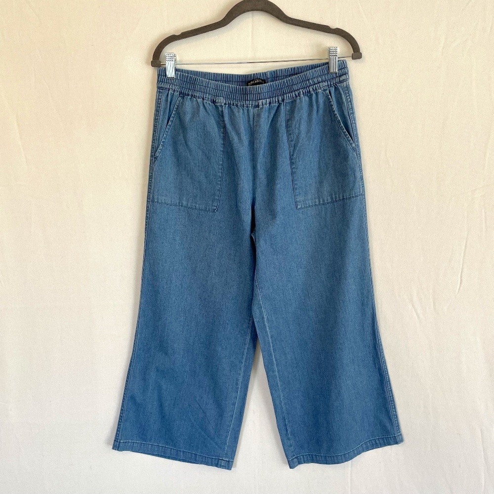 J. Crew Mercantile Size Small Denim Wide Leg Pull On Crop Pants